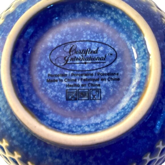 Certified International Blue Embossed 6" Soup/Cereal Bowls Set Of 2 - Picture 6 of 7